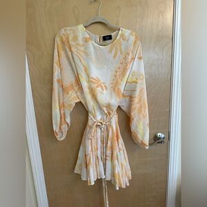 Vici Peach and Yellow Mini Dress w Detachable Braided Belt, Size S